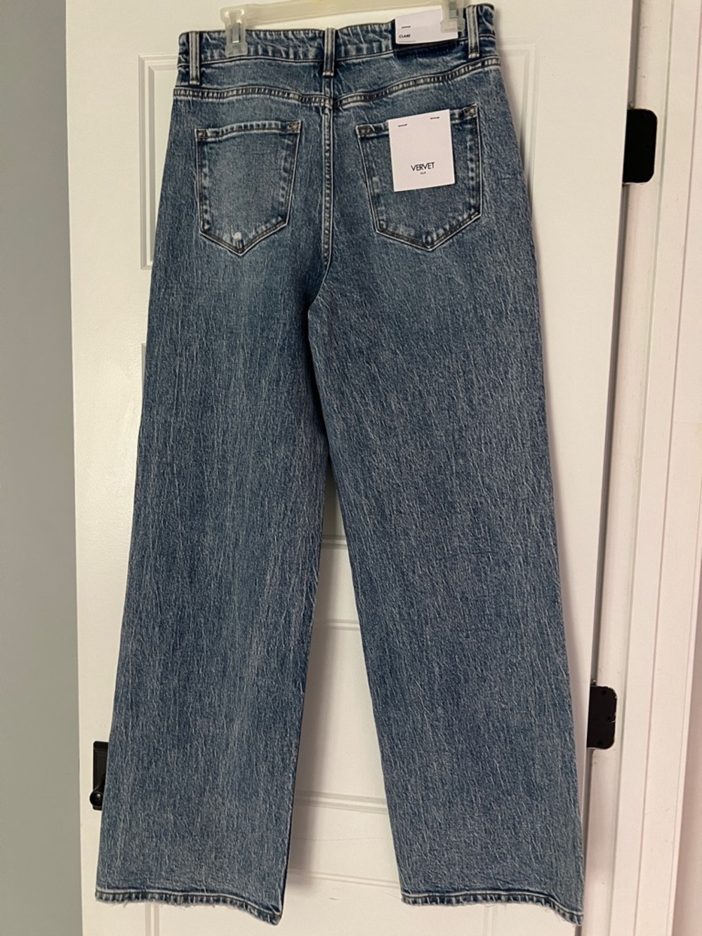 NWT “CLARE” VERVET BY FLYING MONKEY Washed Blue High-Rise Straight Leg Jeans M - Picture 4 of 4